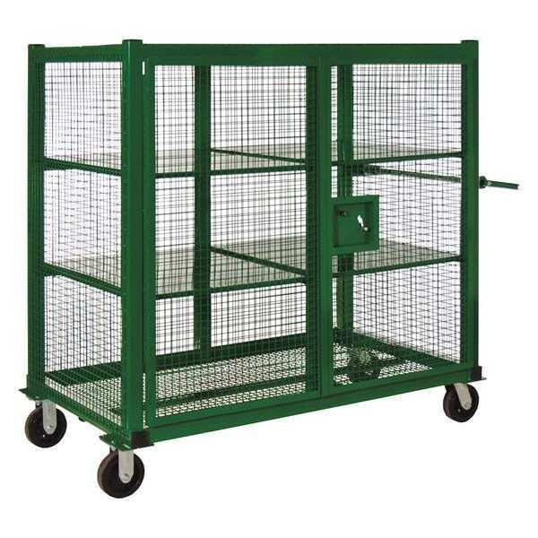 Wire Security Cart with Removable Shelves 1,500 lb Capacity, 34 in W x 63 1/2 in L x 58 in H