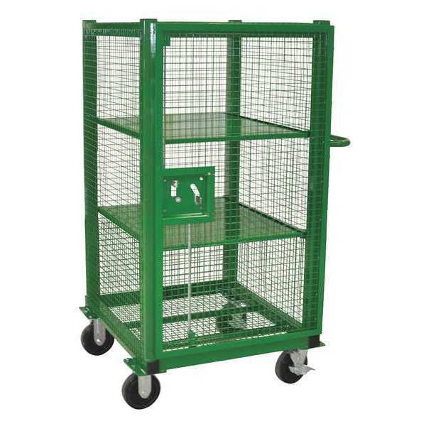 Wire Security Cart with Removable Shelves 1,500 lb Capacity, 31 1/2 in W x 34 in L x 58 in H