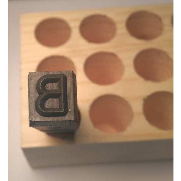 Hand Stamp Letter B, 5/16in, Steel, Gothic