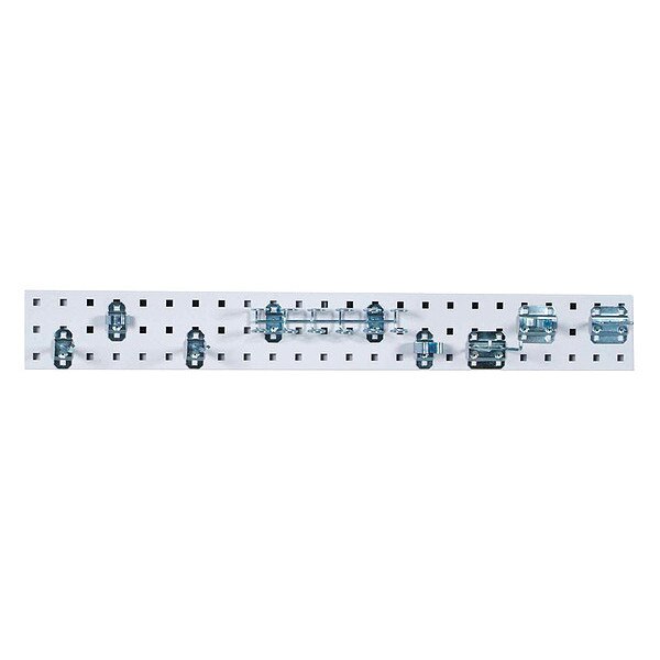 White Tool Pegboard Kit with (1) 36 In. x 4.5 In. 18-Gauge Steel Square Hole Pegboard 8 pc. LocHook Assortment