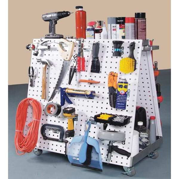 36-3/4 In. L x 39-1/4 In. H x 21-1/4 In. W Aluminum Frame Tool Cart 56 pc. LocHook Asst 4 Hanging Bins
