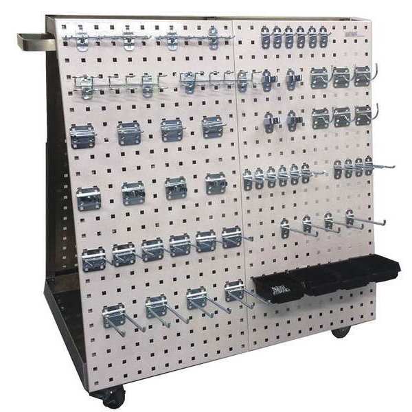 36-3/4 In. L x 39-1/4 In. H x 21-1/4 In. W Aluminum Frame Tool Cart 56 pc. LocHook Asst 4 Hanging Bins