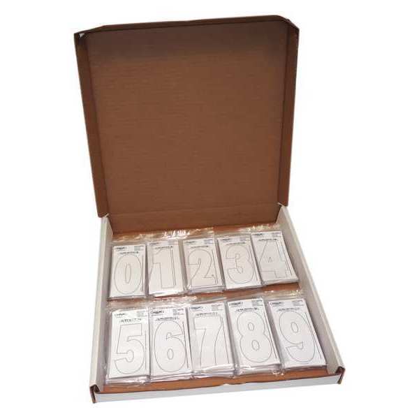 Number Kit, White, 3 in. Overall H, PK200