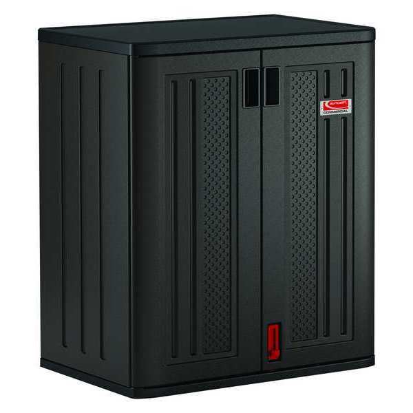 Stationary Storage Cabinet, 30 in W x 20 1/4 in D x 36 in H, Resin, 2 Shelves