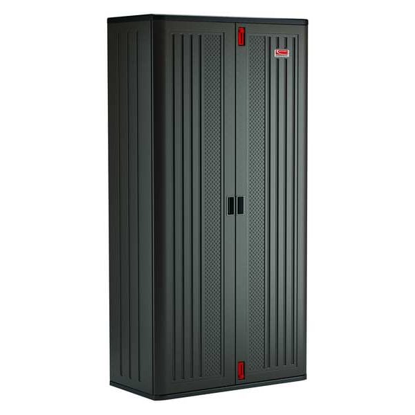 Stationary Storage Cabinet, 40 in W x 20 1/4 in D x 80 1/4 in H, Gray