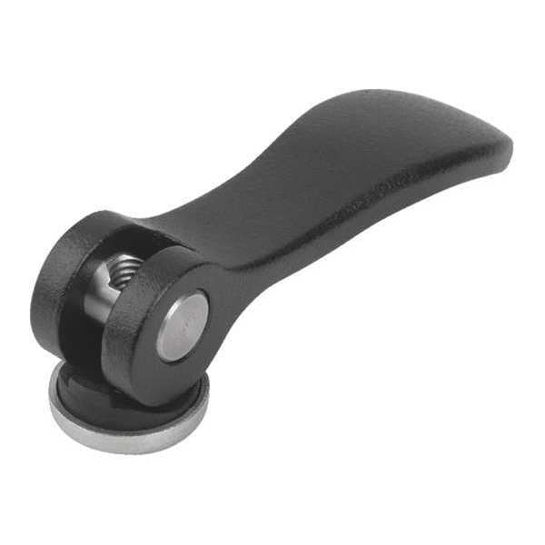 Cam Lever Size: 1 D=1/4-20, A=70, 4, B=21, 5, Aluminum Black Powder-Coated, Comp: Steel