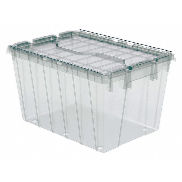 Clear Attached Lid Container, Plastic, Steel Hinge