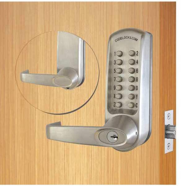 Mechanical Lockset, Brushed Steel, Lever