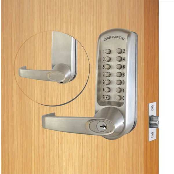 Mechanical Lockset, Brushed Steel, Lever