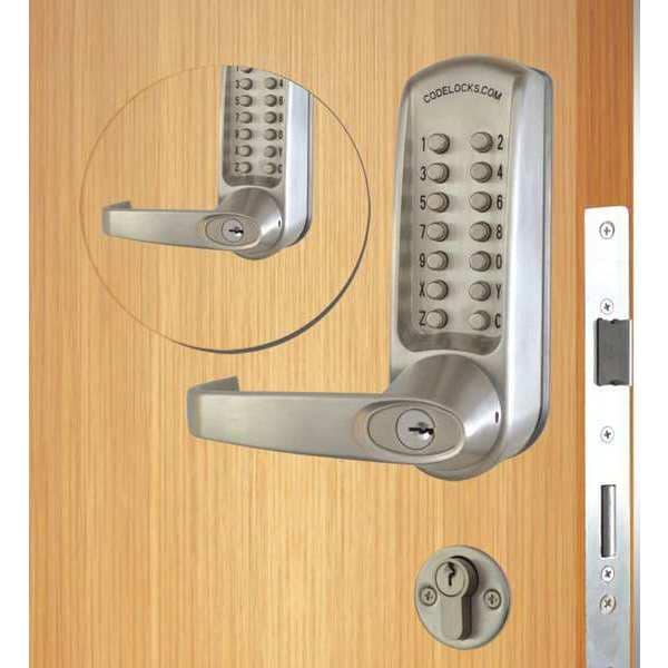 Mechanical Lockset, Brushed Steel, Lever