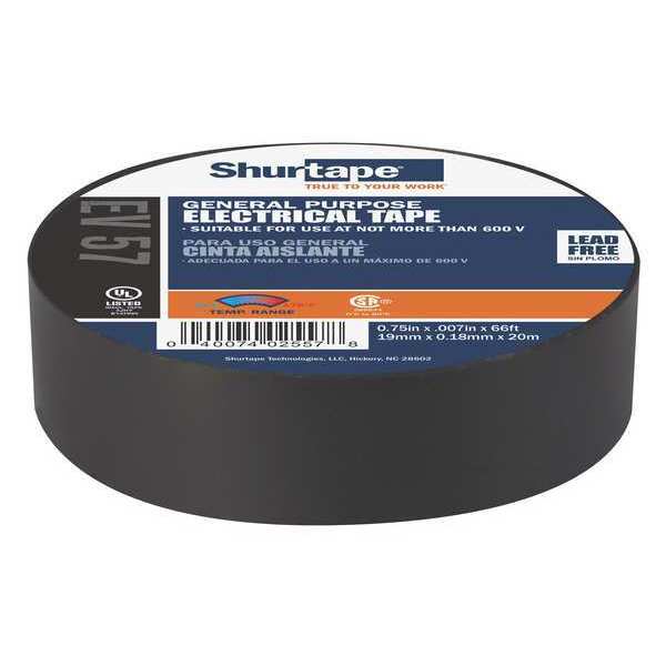 Vinyl Electrical Tape, 3/4 in x 66 ft, 7 mil thick, Black, 1 Pack