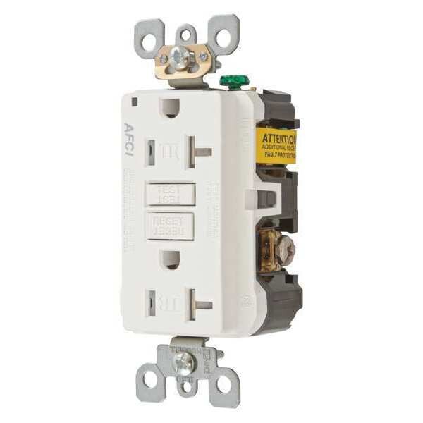 Receptacle, 20 A Amps, 125V AC, Flush Mount, Standard Duplex Outlet, 5-20R, White