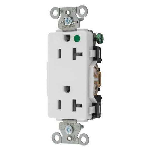 Receptacle, 20 A Amps, 125V AC, Flush Mount, Decorator Duplex Outlet, 5-20R, White