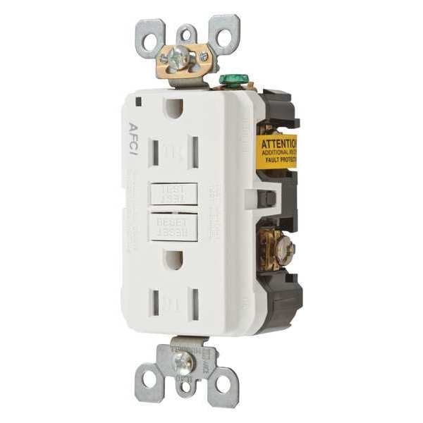 Receptacle, 15 A Amps, 125V AC, Flush Mount, Standard Duplex Outlet, 5-15R, White