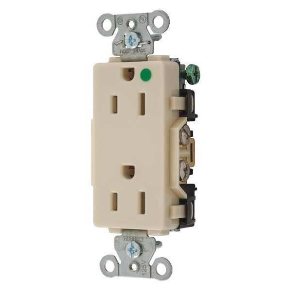 Receptacle, 15 A Amps, 125V AC, Flush Mount, Standard Duplex Outlet, 5-15R, Ivory