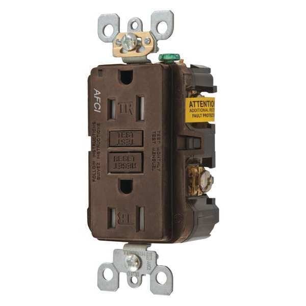 Receptacle, 15 A Amps, 125V AC, Flush Mount, Standard Duplex Outlet, 5-15R, Brown