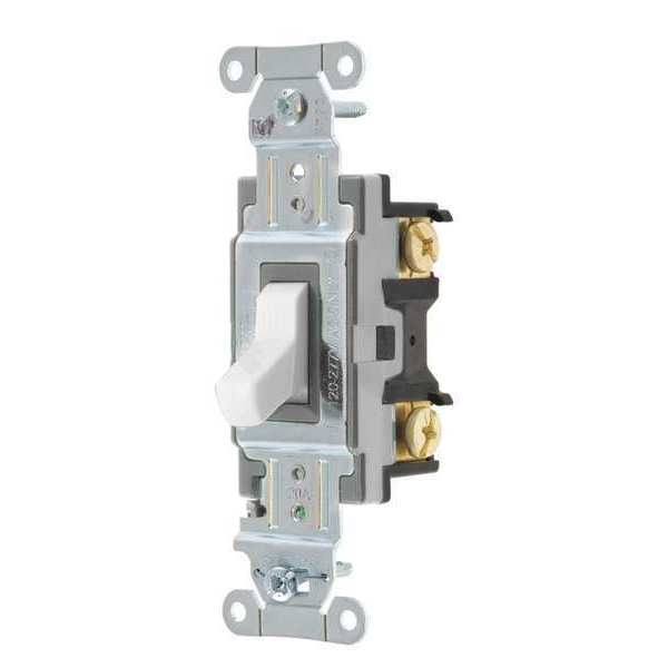 Toggle Wall Switch, 1 Pole, 1 hp, 20 A, 14 AWG to 10 AWG, 120/277V AC, Screw Terminals, White