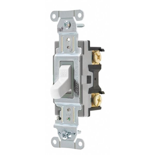 Wall Switch, 15A, Wht, 1/2 HP, 1-Pole Switch