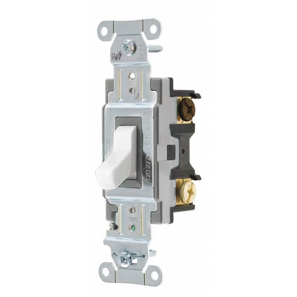 Wall Switch, 20A, White, 1 HP, 3-Way Switch