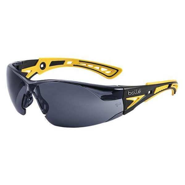 Safety Glasses, Wraparound Smoke Polycarbonate Lens, Anti-Fog, Scratch-Resistant