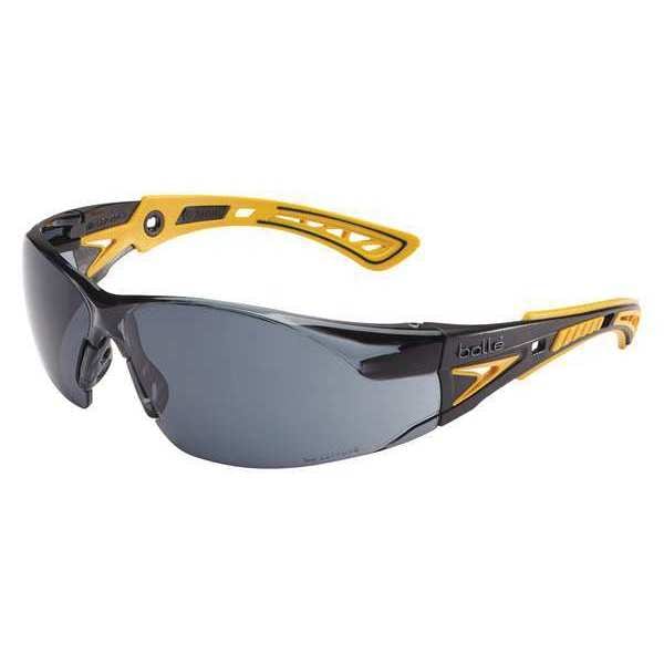 Safety Glasses, Wraparound Smoke Polycarbonate Lens, Anti-Fog, Scratch-Resistant