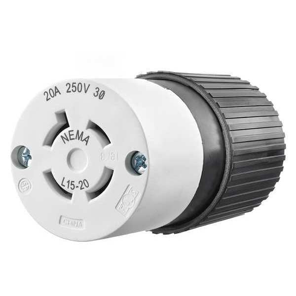 20A Locking Connector 3P 3W 250VAC L15-20R BK/WT