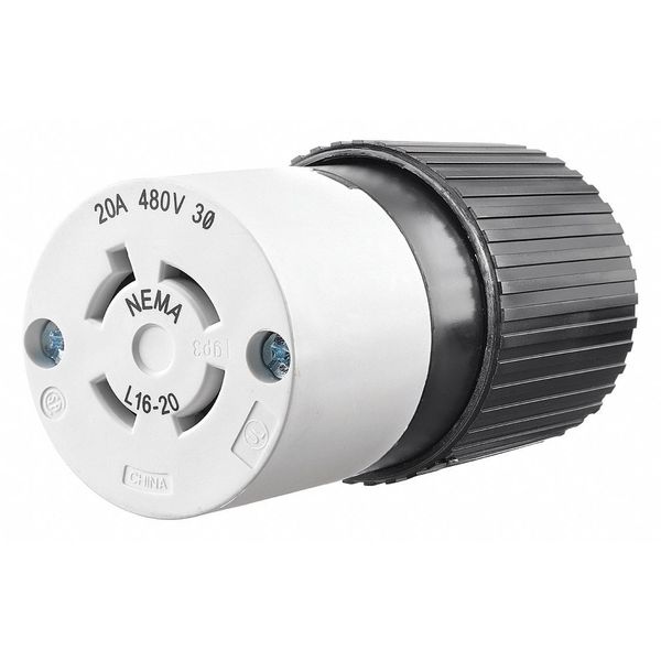 Locking Connector Black/White 480VAC L16-20R