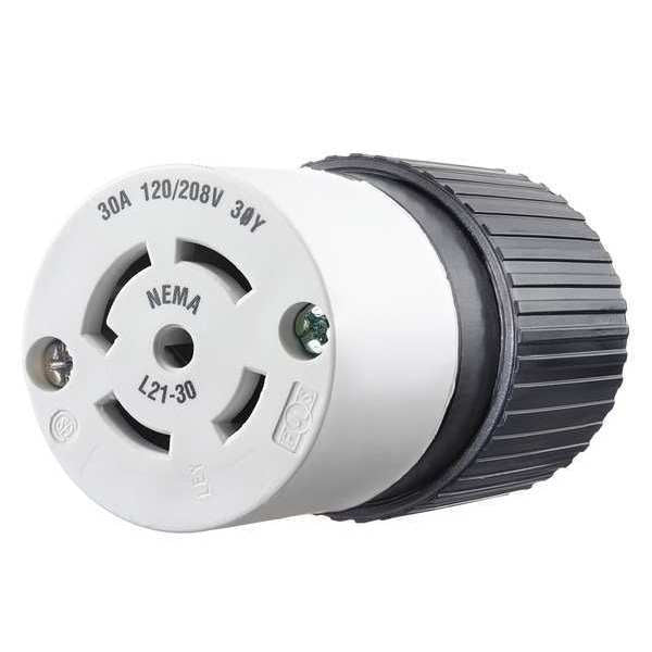 Locking Connector Black/White 120/208VAC L21-30R