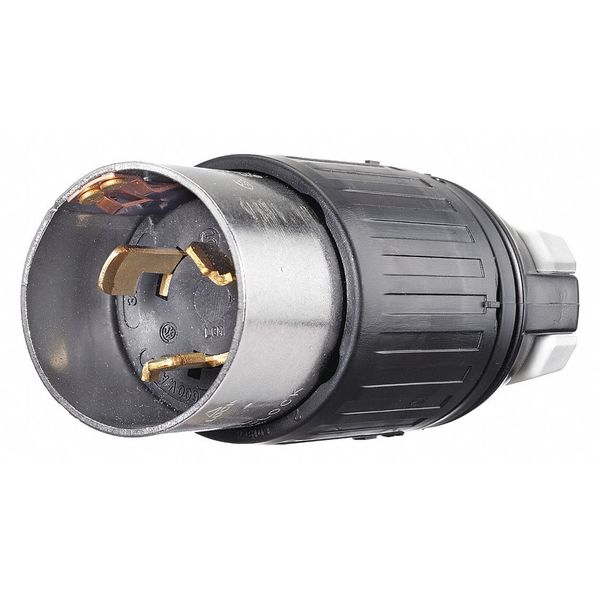 Locking Plug, Black/Wht, 250VDC/600VAC, 50A