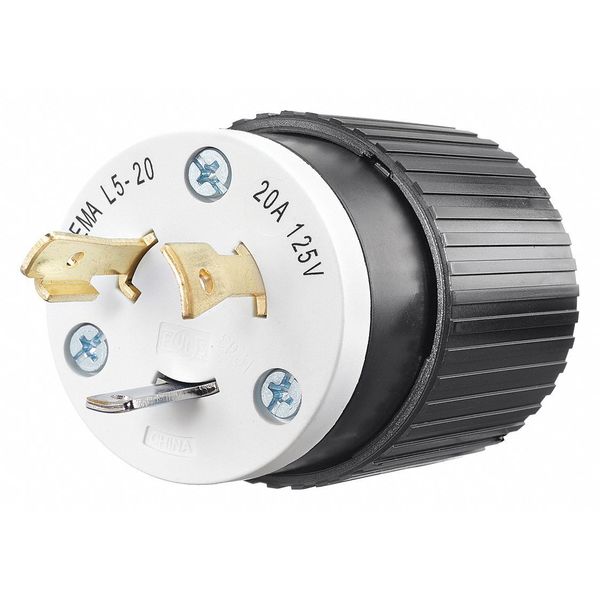 20A Locking Plug 2P 3W 125VAC L5-20P BK/WT