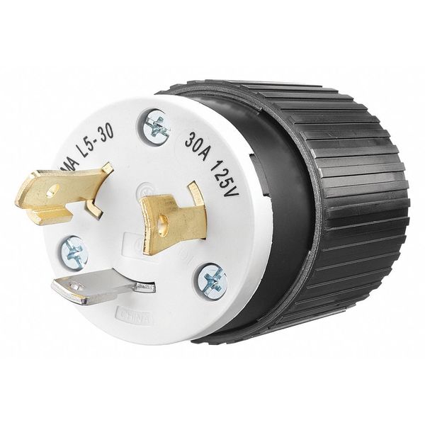 30A Locking Plug 2P 3W 125VAC L5-30P BK/WT
