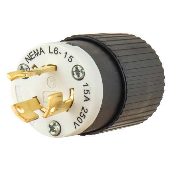 15A Locking Plug 2P 3W 250VAC L6-15P BK/WT