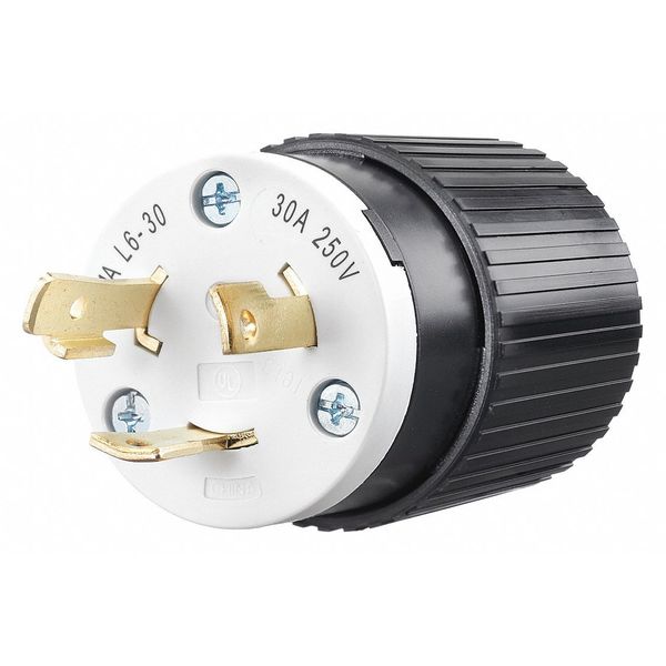 30A Locking Plug 2P 3W 250VAC L6-30P BK/WT