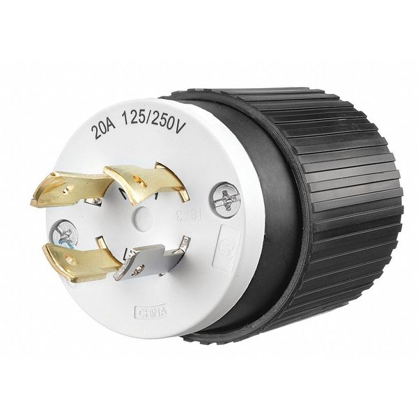 20A Locking Plug 3P 4W 125/250VAC L14-20P BK/WT