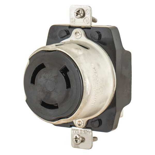 Locking Receptacle, Black, 125VAC, 50A