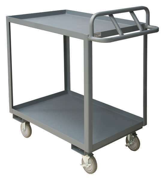 Steel Utility Cart with Lipped Metal Shelves, Ergonomic, 2 Shelves, 1,200 lb