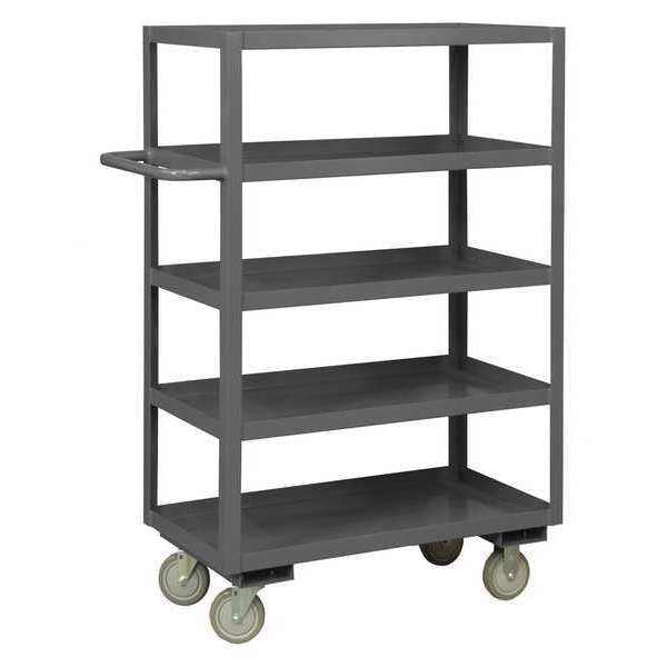 Steel Utility Cart with Lipped Metal Shelves, Flat, 5 Shelves, 1,200 lb