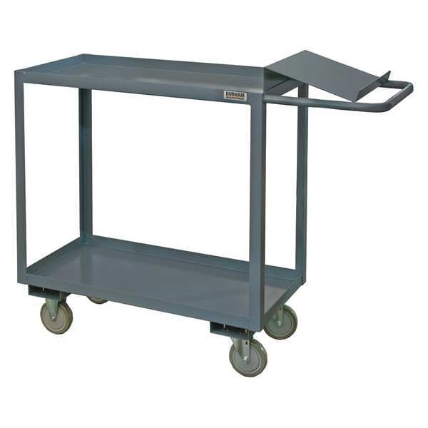 Steel Order-Picking Utility Cart with Lipped Metal Shelves, Flat, 2 Shelves, 1,200 lb