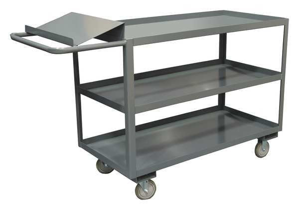 Steel Order-Picking Utility Cart with Lipped Metal Shelves, Flat, 3 Shelves, 1,200 lb