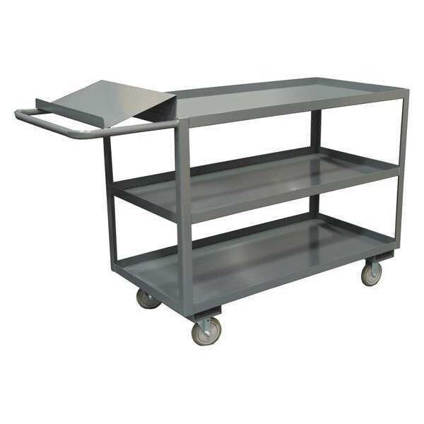 Steel Order-Picking Utility Cart with Lipped Metal Shelves, Flat, 3 Shelves, 1,200 lb