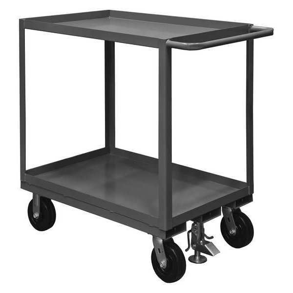 Steel Utility Cart with Lipped Metal Shelves, Flat, 2 Shelves, 2,400 lb