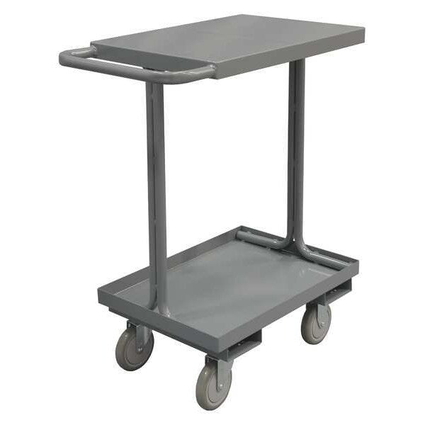 Steel Easy-Access Utility Cart with Lipped & Flush Metal Shelves, Flat, 2 Shelves, 1,200 lb