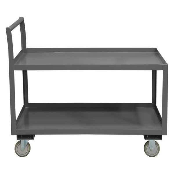 Steel Low-Profile Utility Cart with Lipped Metal Shelves, Raised, 2 Shelves, 1,200 lb