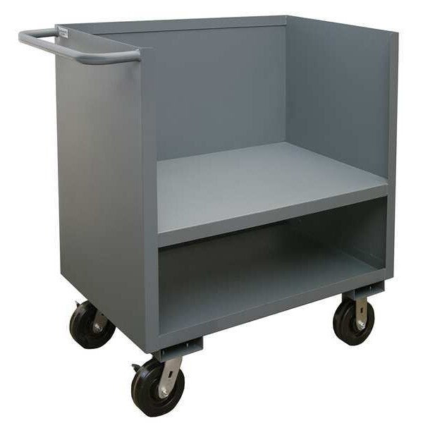 Steel Open-Sided Raised-Platform Box Truck, Flat, 2 Shelves, 2,000 lb