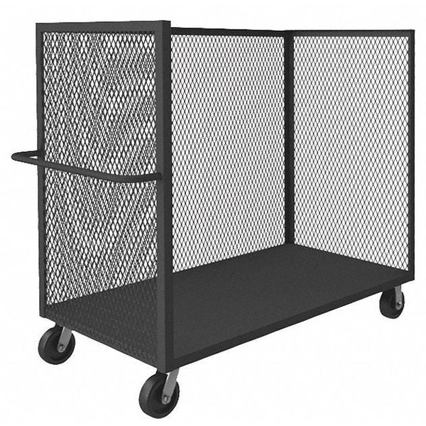 14 ga. Steel 3 Sided Mesh Stock Cart 2000 lb. Capacity, 66-1/2