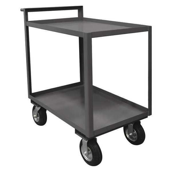 Steel Utility Cart with Lipped Metal Shelves, Flat, 2 Shelves, 1,500 lb