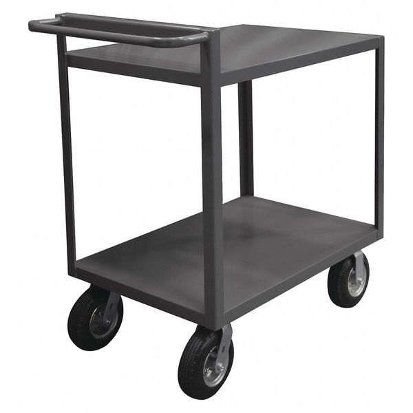 Steel Utility Cart with Flush Metal Shelves, Flat, 2 Shelves, 1,500 lb