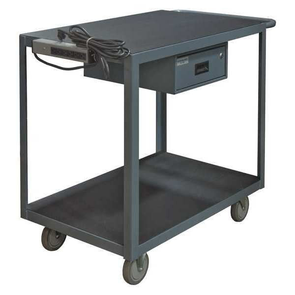 Steel Instrument Cart with Flush Metal Shelves, Flat, 2 Shelves, 1,200 lb