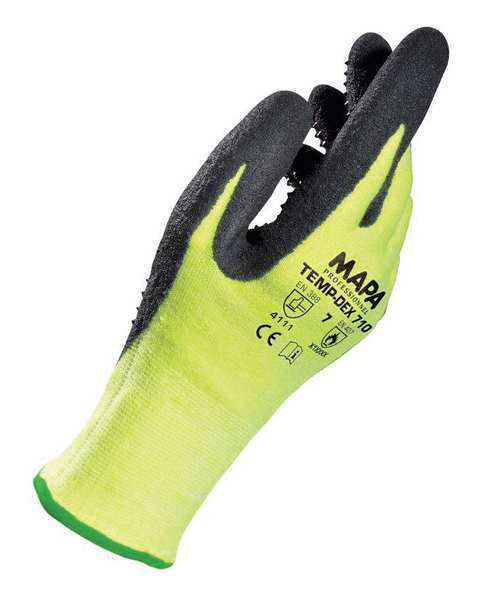 MAPA Nitrile Palm Coated Thermal Gloves, High Temperature, Lightweight, Yellow, Size 11, 1 Pair