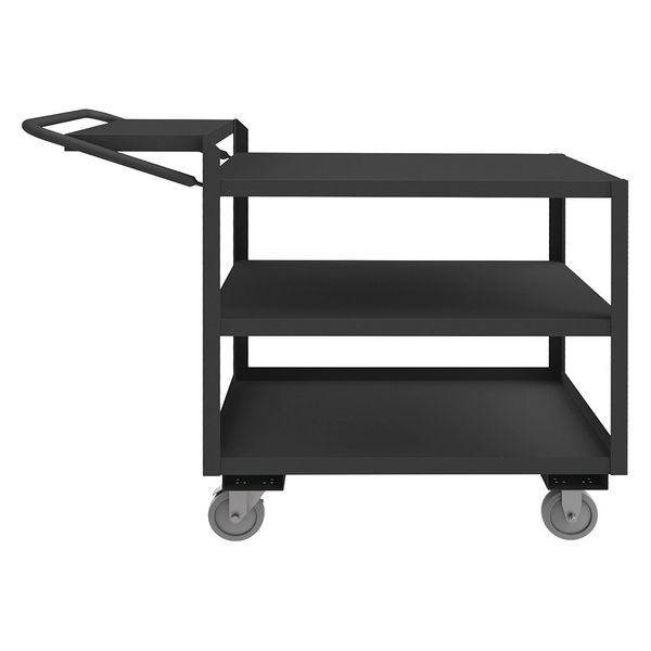 Steel Order-Picking Utility Cart with Lipped & Flush Metal Shelves, Flat, 3 Shelves, 1,200 lb